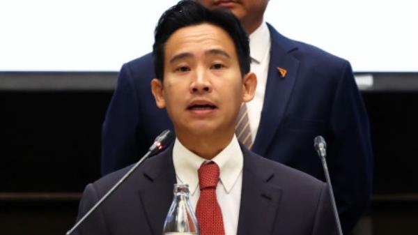 Move Forward Party leader, Pita Limjaroenrat speaks to the media following a meeting with coalition partners in Bangkok, Thailand, 18 May, 2023. REUTERS/Athit Perawongmetha