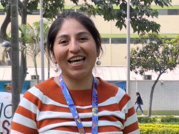 A veterinarian by profession, Jesusa Calapuja, born in the Peruvian highlands, participated in the Encuentro Feminismos Diversos por el Buen Vivir, held on the outskirts of Lima, wher<em></em>e she spoke a<em></em>bout the reality of peasant families in a co<em></em>ntext of poverty and water shortages due to drought. CREDIT: Mariela Jara / IPS