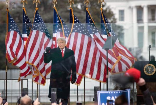 January 06, 2021 US President Do<em></em>nald Trump speaks to supporters from The Ellipse near the White House in Washington, DC.