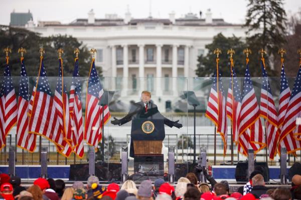 U.S. President Do<em></em>nald Trump gestures as he speaks during a rally to co<em></em>ntest the certification of the 2020 U.S. presidential election results by the U.S. Congress, in Washington, U.S, January 6, 2021.