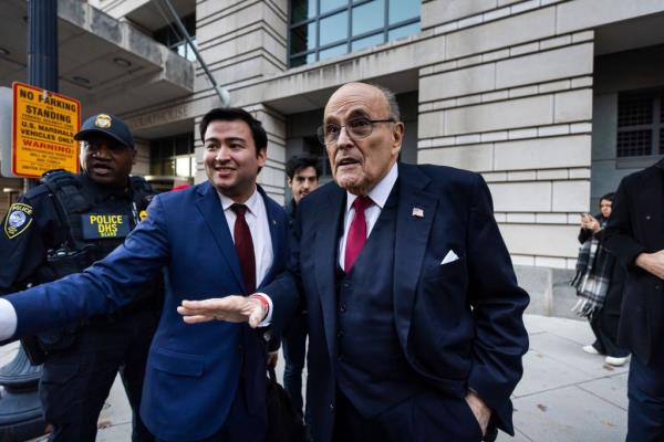 Rudy Giuliani, Former attorney for former President Do<em></em>nald Trump, departs the US District Court after he was ordered to pay 148 million US dollars in punitive damages in his defamation case brought by two Fulton County election workers in Washington, DC, USA, 15 December 2023.