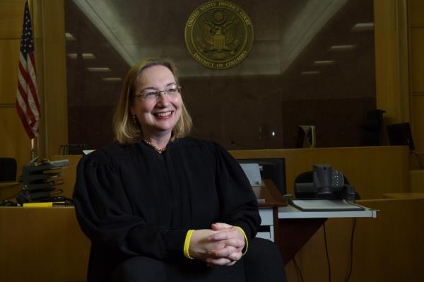 New Chief U.S. District Judge Beryl A. Howell poses for photographs in her court room May 05, 2016 in Washington, DC. 