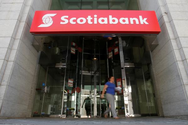 rcA woman leaves a Scotiabank branch in Ottawa