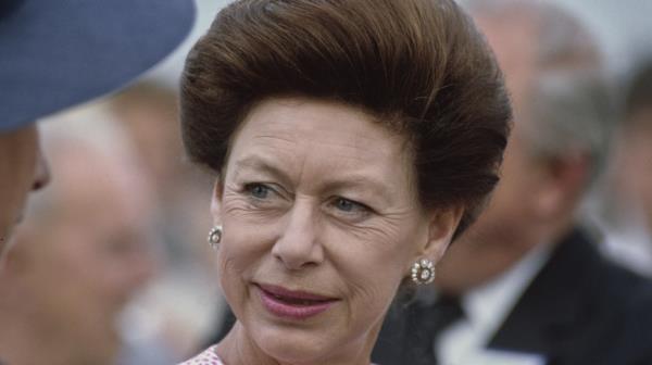 Princess Margaret outside smiling in crowd