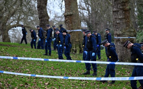 Police comb the scene in Primrose Hill, Camden, after a boy was stabbed to death on Sunday