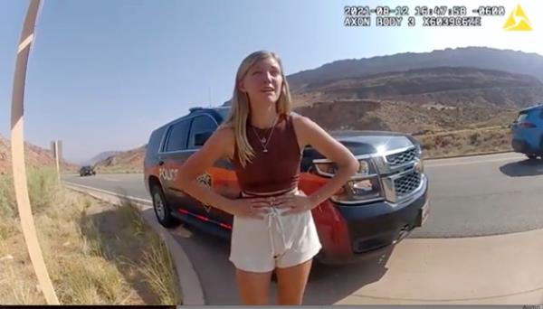 In this image taken from police body camera video provided by the Moab Police Department, Gabrielle 