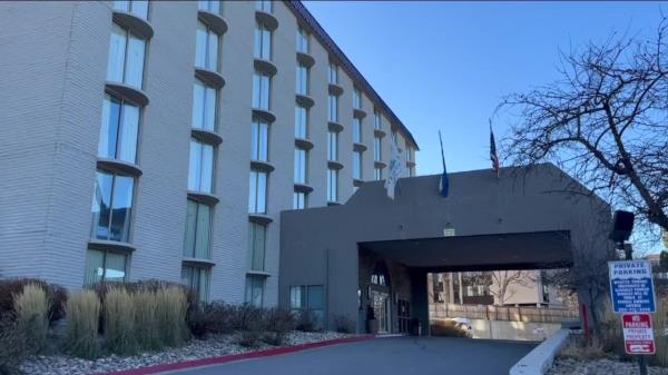 Embassy Suites hotel off Hampden Avenue unhoused shelter