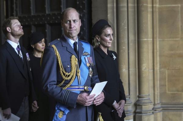 Prince William, Prince of Wales, Catherine, Princess of Wales, Prince Harry, Duke of Sussex, and Meghan, Duchess of Sussex.