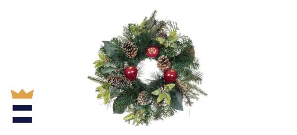 The Holiday Aisle 17-Inch Pine Magnolia and Apple Plastic Wreath