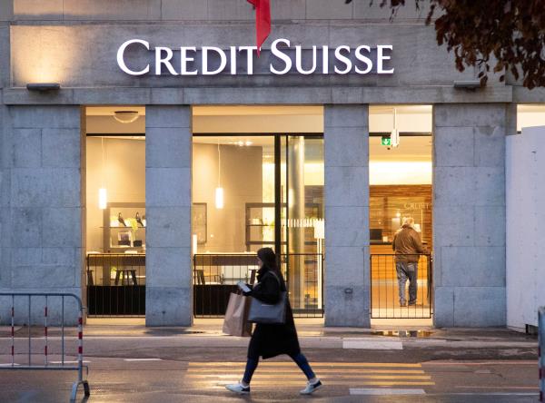 Logo of Swiss bank Credit Suisse is seen in Bern