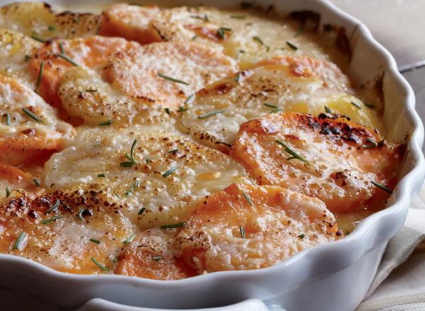 Vegetarian yukon gold ?& sweet potato ?gratin