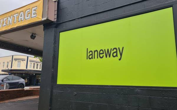 A Laneway Festival promotio<em></em>nal billboard is seen in Auckland's Po<em></em>nsonby on 2 October, 2024.