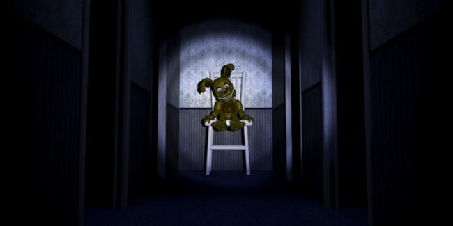 Plushtrap is trapped by the flashlight in FNAF 4 Mini Game