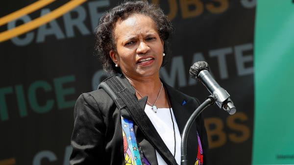 Chair Brenda Mallory, Council on Enviro<em></em>nmental Quality, speaks at the Fight for Our Future: Rally for Climate, Care, Jobs & Justice in Lafayette Square near The White House on April 23, 2022 in Washington, DC. (Photo by Paul Morigi/Getty Images for Green New Deal Network)