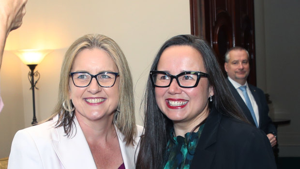 Premier Jacinta Allan yesterday with Harriet Shing, Victoria’s new housing minister.