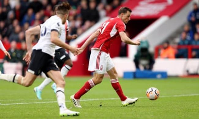 Chris Wood scores the first of his two goals.