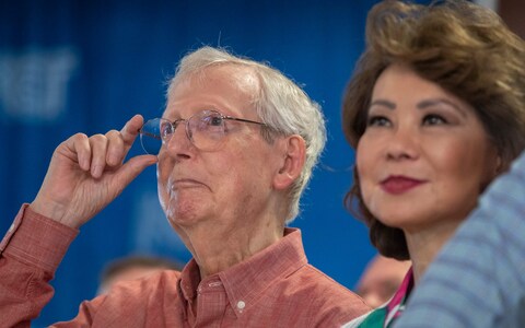 Senate minority leader Mitch McCo<em></em>nnell and his wife, former US secretary of labour and transportation Elaine Chao, at a Kentucky event in August