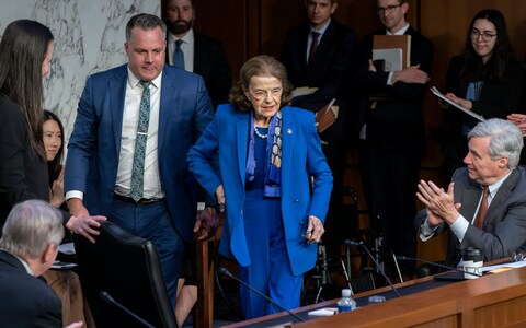 Senator Dianne Feinstein is welcomed back to the Senate judiciary committee in May after two-mo<em></em>nth absence