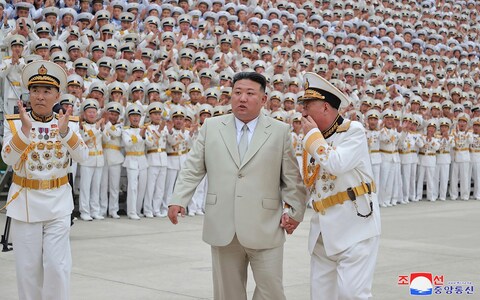 During his Navy Day speech, Kim said that military units of each service would be given new weaponry