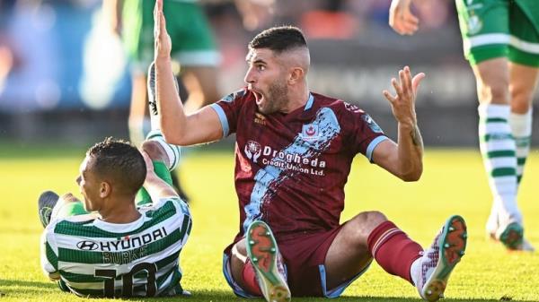 Luke Heeney, who came closest to breaking the deadlock, appeals a decision at Weavers Park