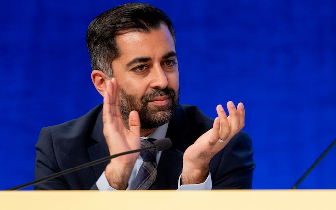 Humza Yousaf at the SNP's 2023 co<em></em>nference in Aberdeen