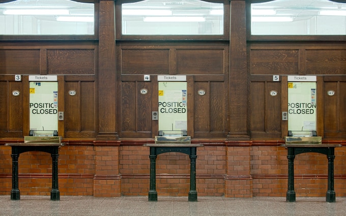 Empty ticket booking office windows