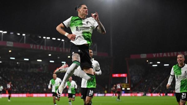 Darwin Nunez celebrates his winner at Bournemouth