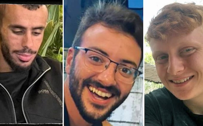 Left to right: Samer Talalka, Alon Lulu Shamriz and Yotam Haim, who were killed by Israeli forces in Gaza