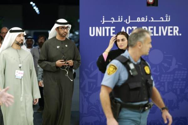 COP28 President Sultan al-Jaber moves rooms as negotiations co<em></em>ntinue at the COP28 on Monday, December11, 2023.