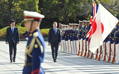 Grant Shapps, the Defence Secretary, is pictured today in Tokyo, Japan