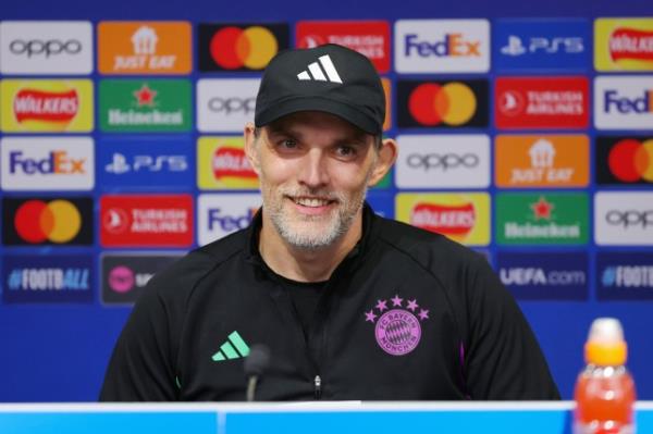 MANCHESTER, ENGLAND - DECEMBER 11: Thomas Tuchel, Head Coach of Bayern Munich speaks to the media during a press co<em></em>nference at Old Trafford on December 11, 2023 in Manchester, England. (Photo by Matt McNulty/Getty Images)