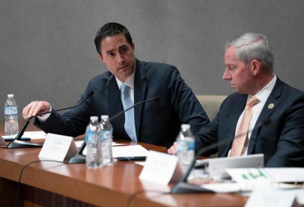 Secretary of State Frank LaRose speaks during a meeting of the Ohio Redistricting Commission in September.