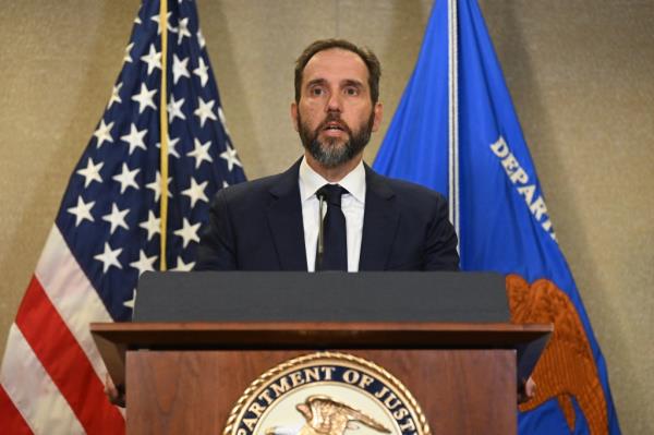 Special counsel Jack Smith speaks to members of the media at the US Department of Justice building in Washington, DC, on August 1, 2023.