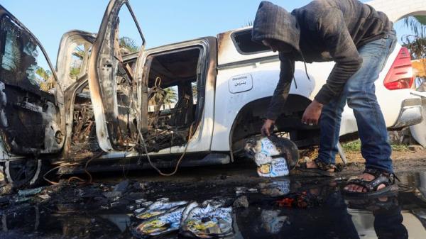 The aftermath of the airstrike in Deir al Balah, Gaza. Pic: Reuters