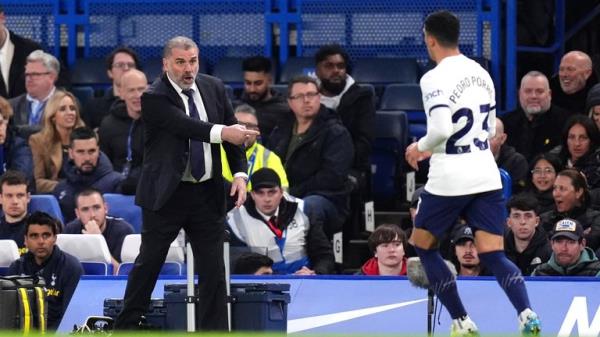 Tottenham Hotspur manager Ange Postecoglou on the touchline during the Premier League match at Stamford Bridge, London. Picture date: Thursday May 2, 2024. Pic: PA Wire