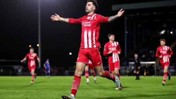 Ellis Chapman celebrates after scoring for Sligo Rovers