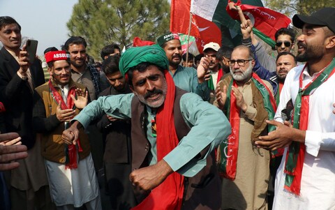 A protest against alleged rigging in the general elections in Islamabad on February 17