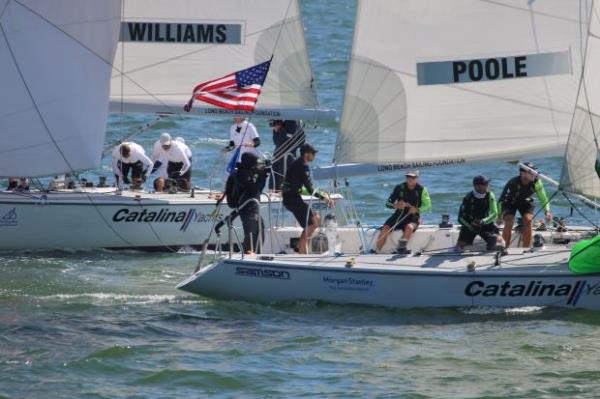 Sailboats fill the harbor during the Fleet Race on Sunday,...