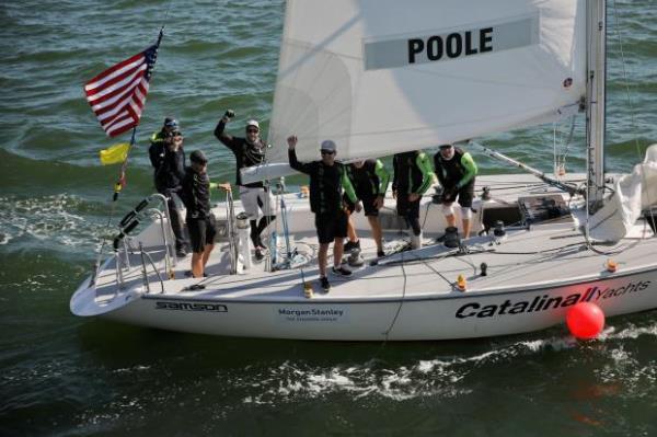 Chris Poole’s team take a victory lap on Sunday, Apr....