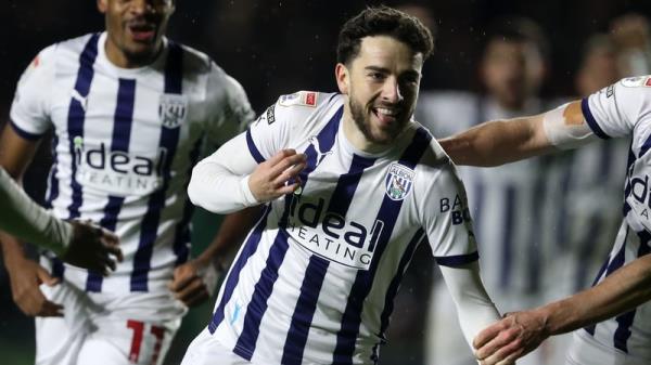 Mikey Johnston celebrates his goal in West Brom's 3-0 win