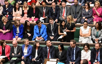 Labour's team beams as Kim Leadbeater MP for Spen Valley takes the floor to praise the PM