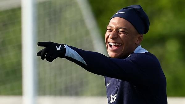 Kylian Mbappe during France training on Monday