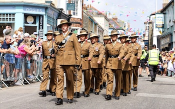 Soldiers march through Falmouth during Armed Forces Day 2023