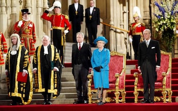 The late Queen pictured in Parliament next to Sir Robert Javrin