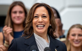 Vice President Kamala Harris speaks during an NCAA champio<em></em>nship teams celebration on the South Lawn of the White House on July 22, 2024 in Washington, DC.