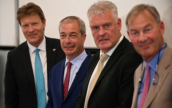 Four of Reform UK's new MPS Richard Tice, Nigel Farage, Lee Anderson and Rupert Lowe