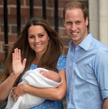 Prince George pictured with his parents for the first time on the steps of St Mary's Hospital