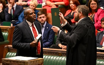 David Lammy being sworn in as MPs meet for the first time since Britain's general election