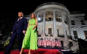 Do<em></em>nald Trump accepting the Republican party nomination at the Republican Natio<em></em>nal Committee Co<em></em>nvention in 2020