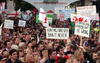 Hunt supporters demo<em></em>nstrated in favour of their cause during the Countryside March in Whitehall in 2022